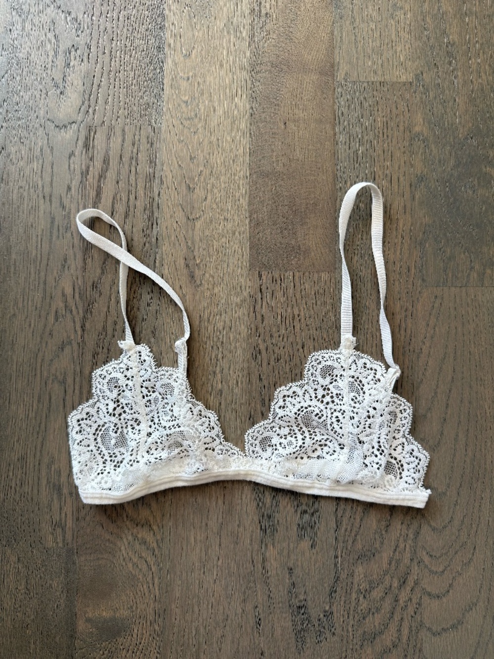 White Floral Lace Bralette Size S Soft Wireless Bra Lingerie Lace Bra